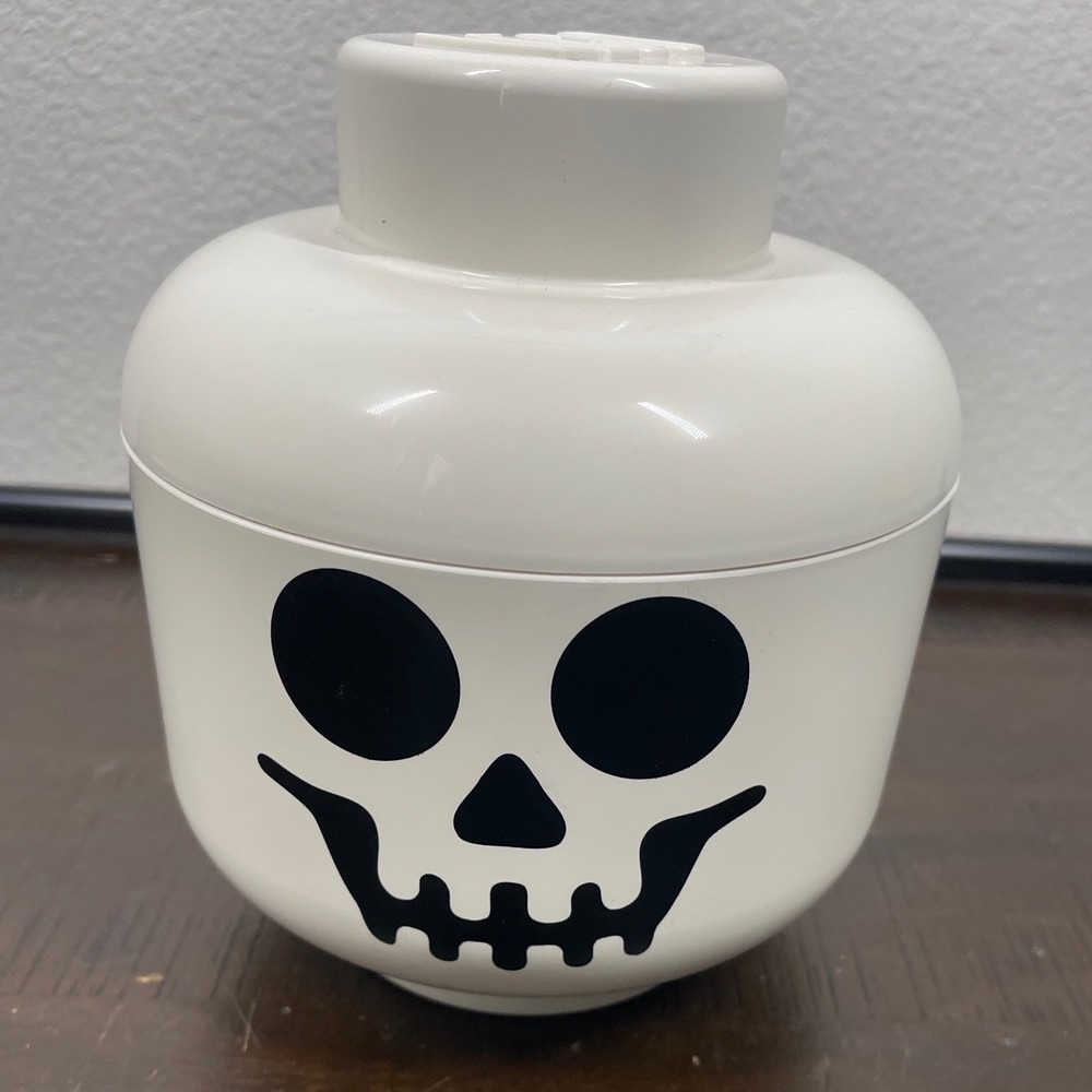LEGO Storage Head Small Skeleton White Skull Toy Box Container 7 Inch